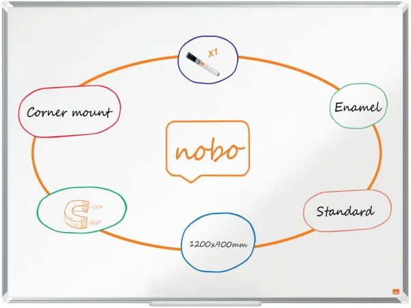 Nobo Premium Plus emaljeret whiteboard 120x90cm hvid